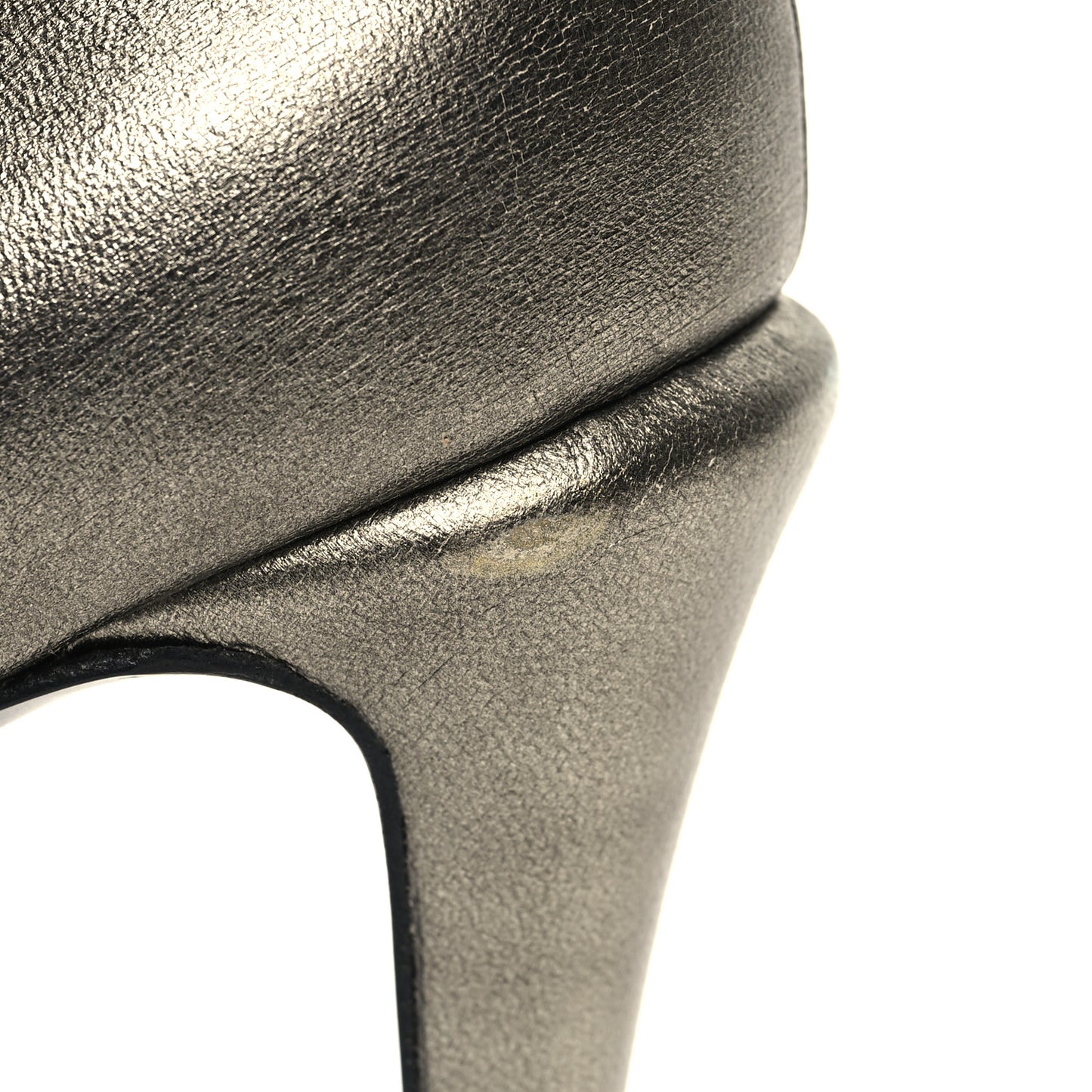 Metallic Calfskin Cap Toe Camellia Pumps 38 Metallic Grey