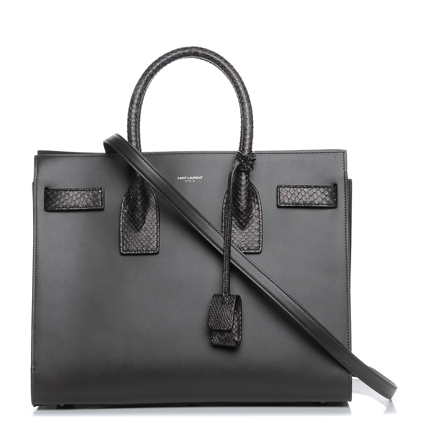 Calfskin Python Small Sac De Jour Coal Grey Brown
