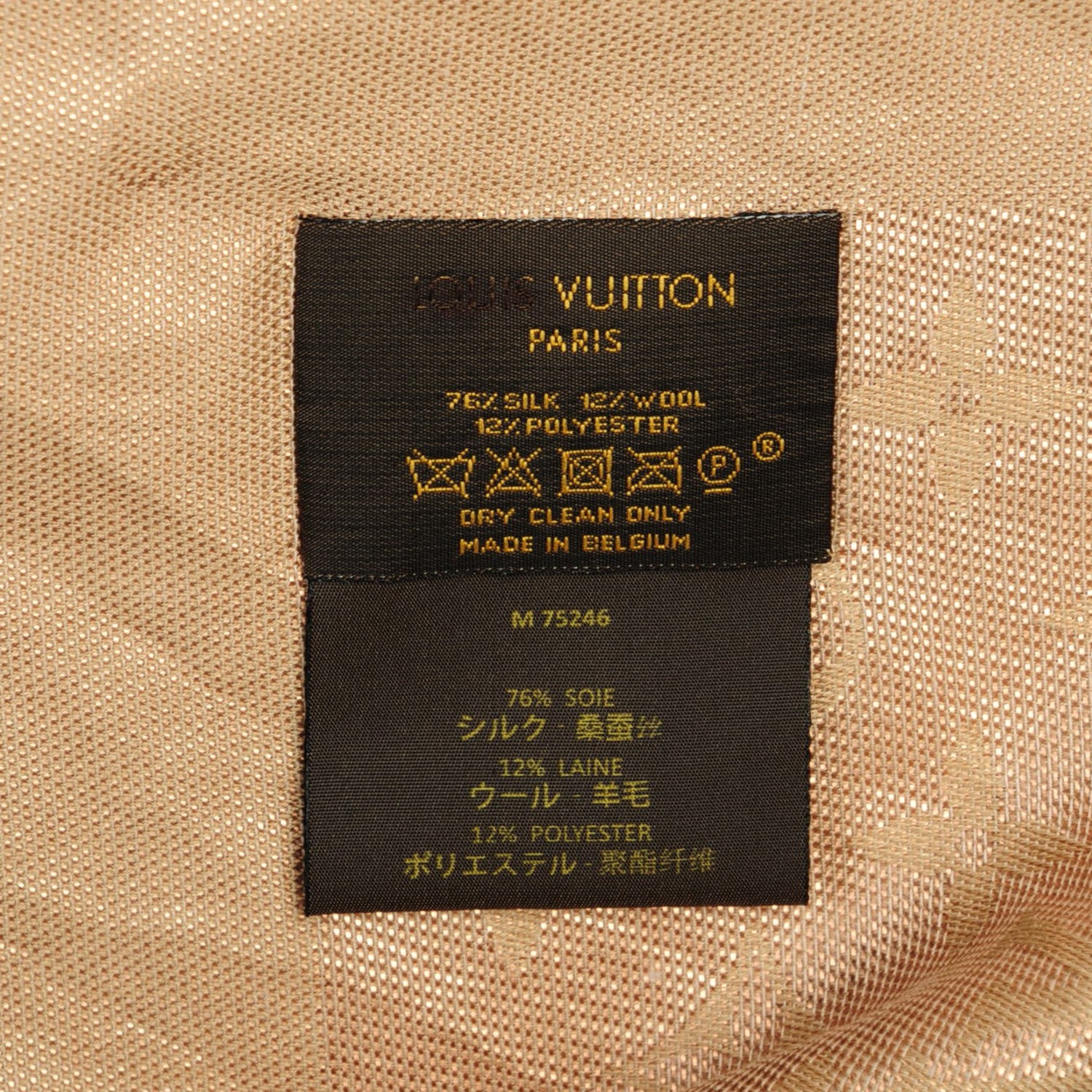 Louis Vuitton Silk Wool Monogram Voile Shawl Gold 7 of 7