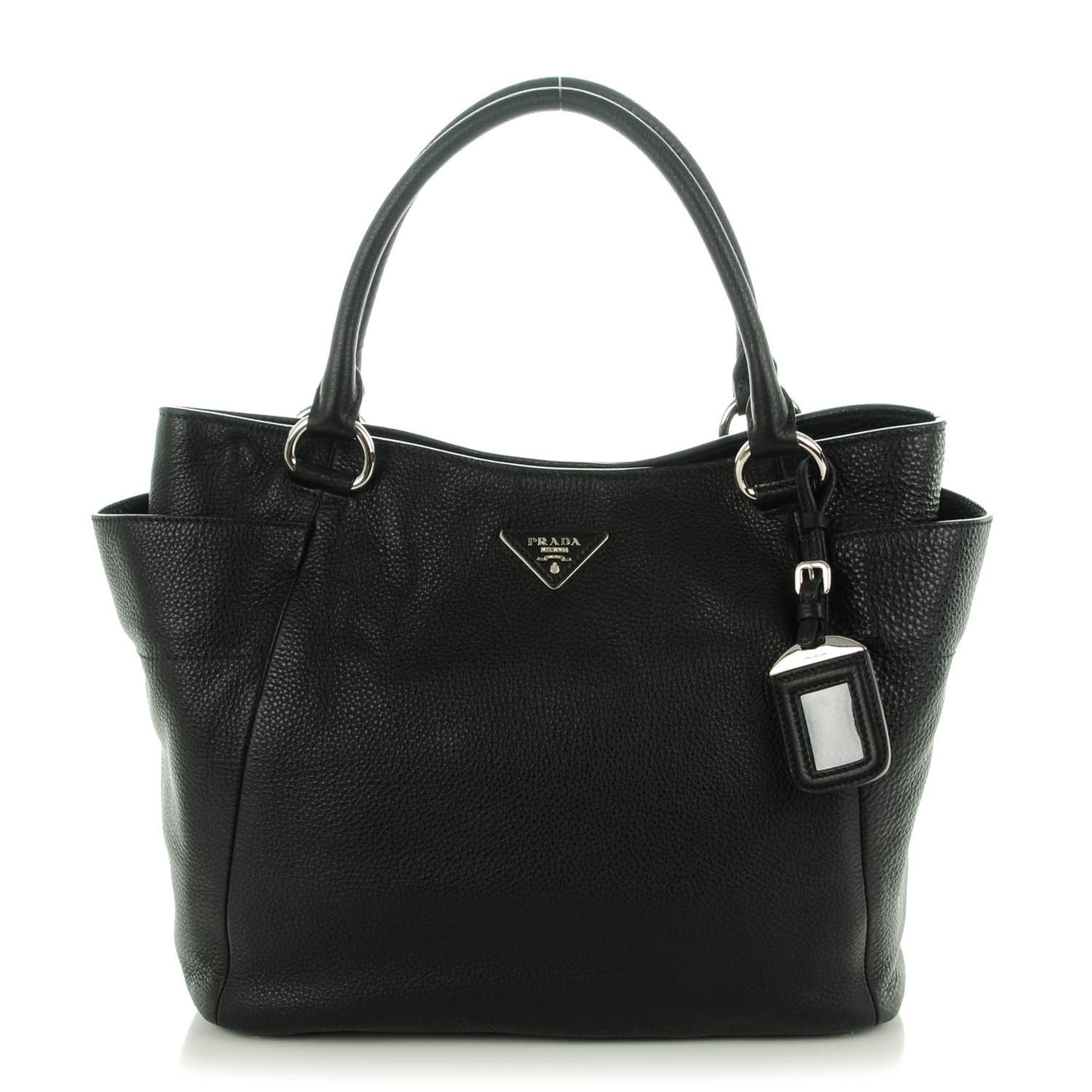 Vitello Daino Side Pocket Tote Nero Black