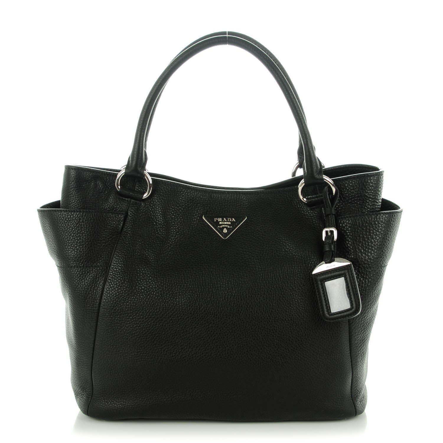 Prada Vitello Daino Side Pocket Tote Nero Black 1 of 8