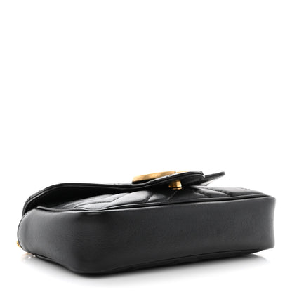 Gucci Calfskin Matelasse Super Mini GG Marmont Shoulder Bag Black 4 of 12