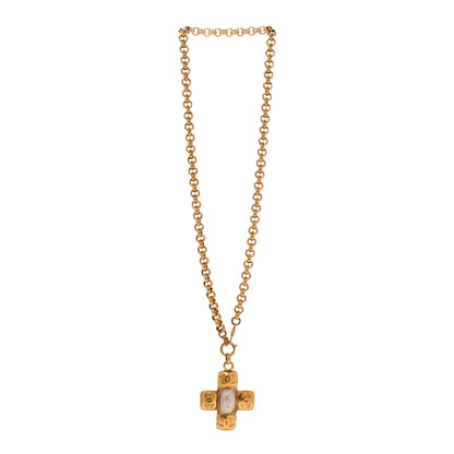 Chanel Pearl CC Cross Pendant Necklace Gold 3 of 6