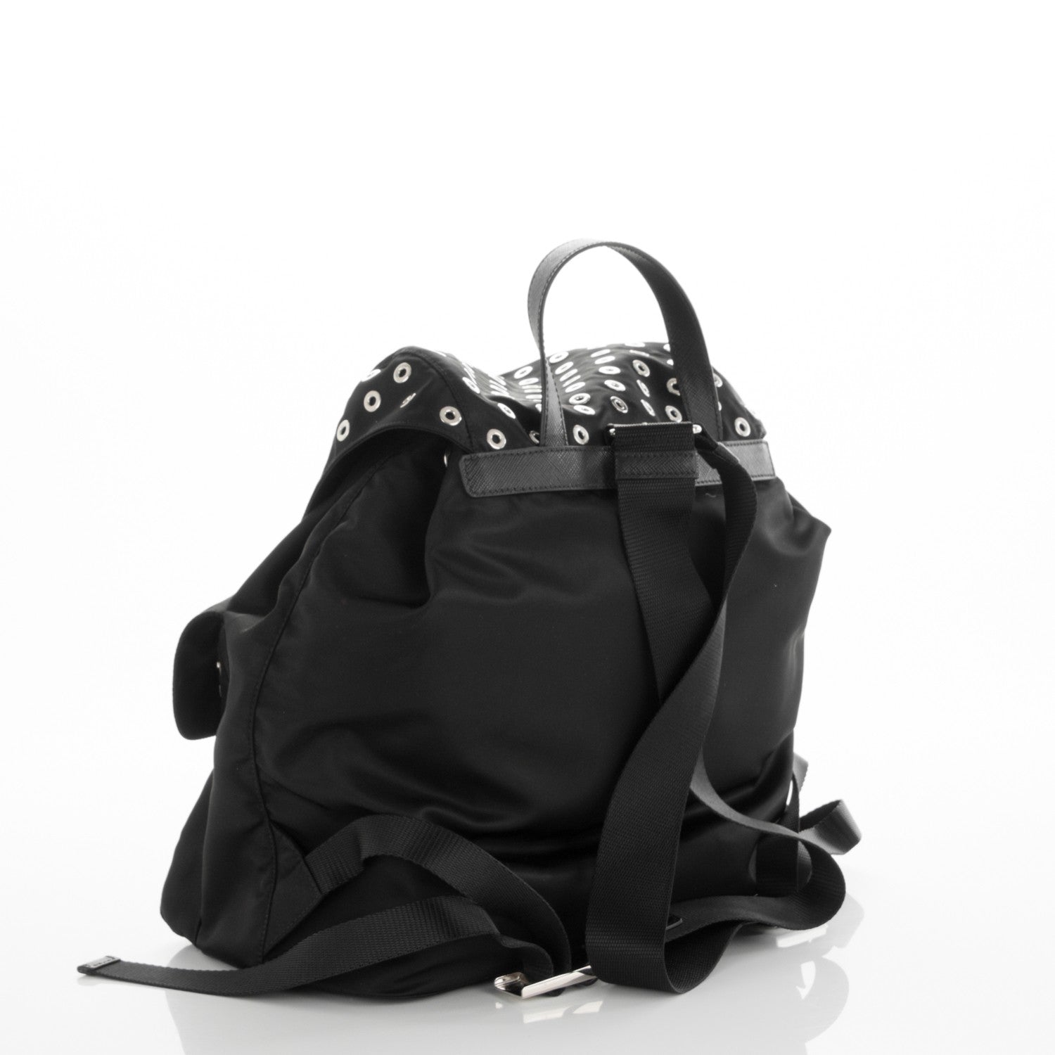 Prada Tessuto Nylon Grommet Backpack Black 3 of 6