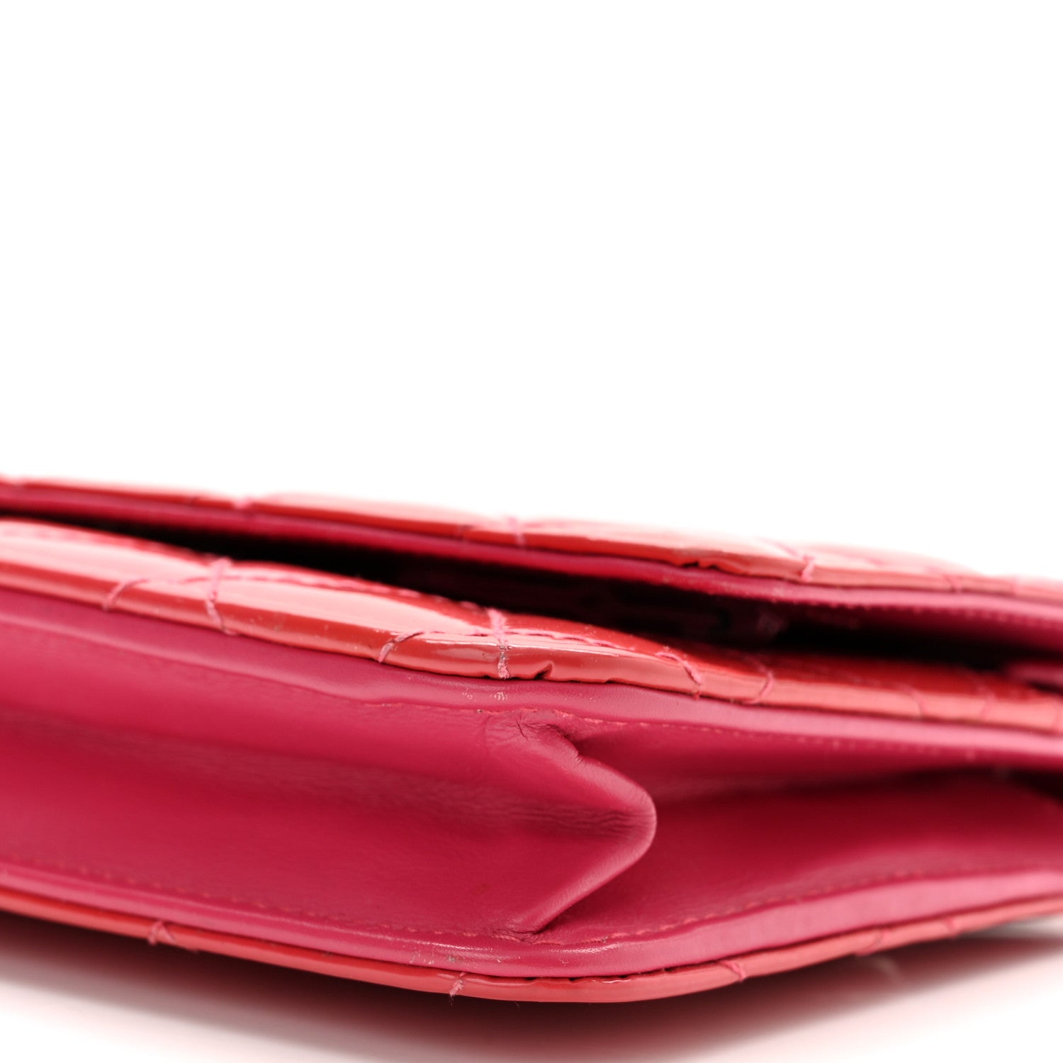 Chanel Patent Quilted Wallet On Chain WOC Fuchsia 11 of 13