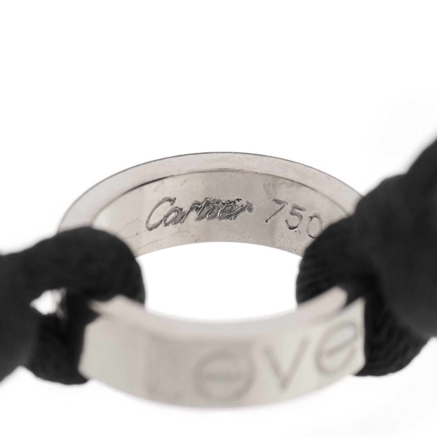 Cartier 18K White Gold Charity LOVE Adjustable Cord Bracelet Black 3 of 3