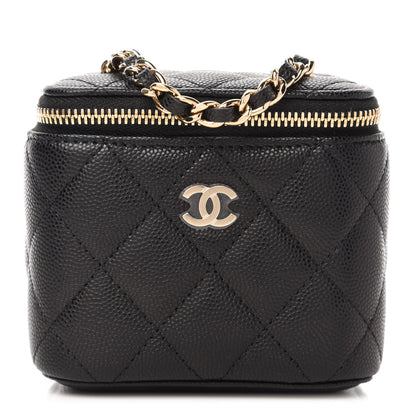 Chanel Caviar Quilted Mini Vanity Case With Chain Black 1 of 10