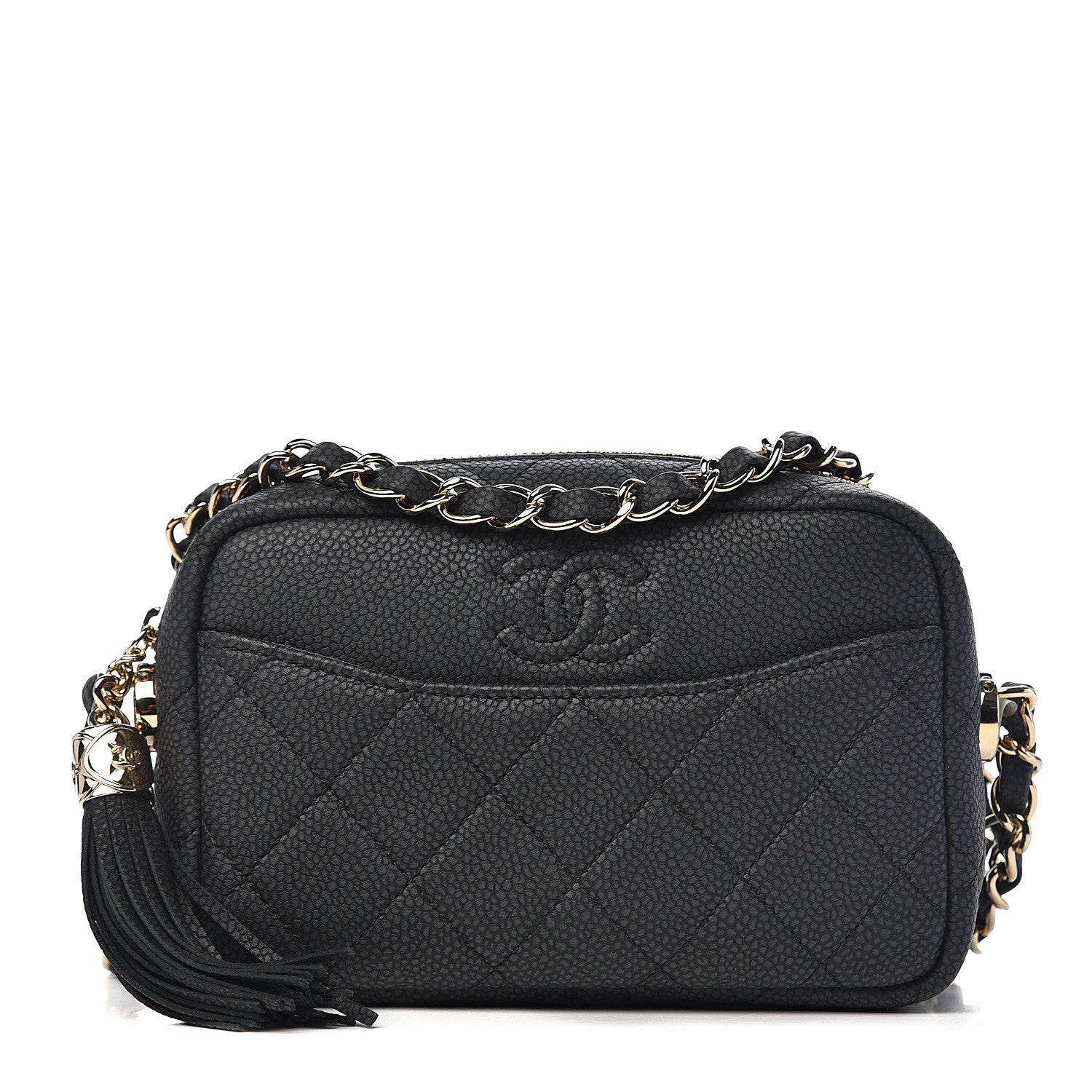 Chanel Iridescent Caviar Quilted Mini Coco Tassel Camera Case Black 1 of 10