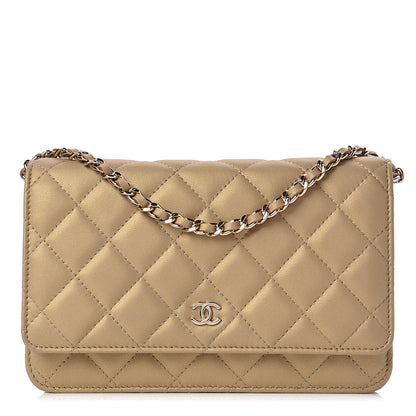 Chanel Metallic Lambskin Quilted Wallet On Chain WOC Gold 1 of 12