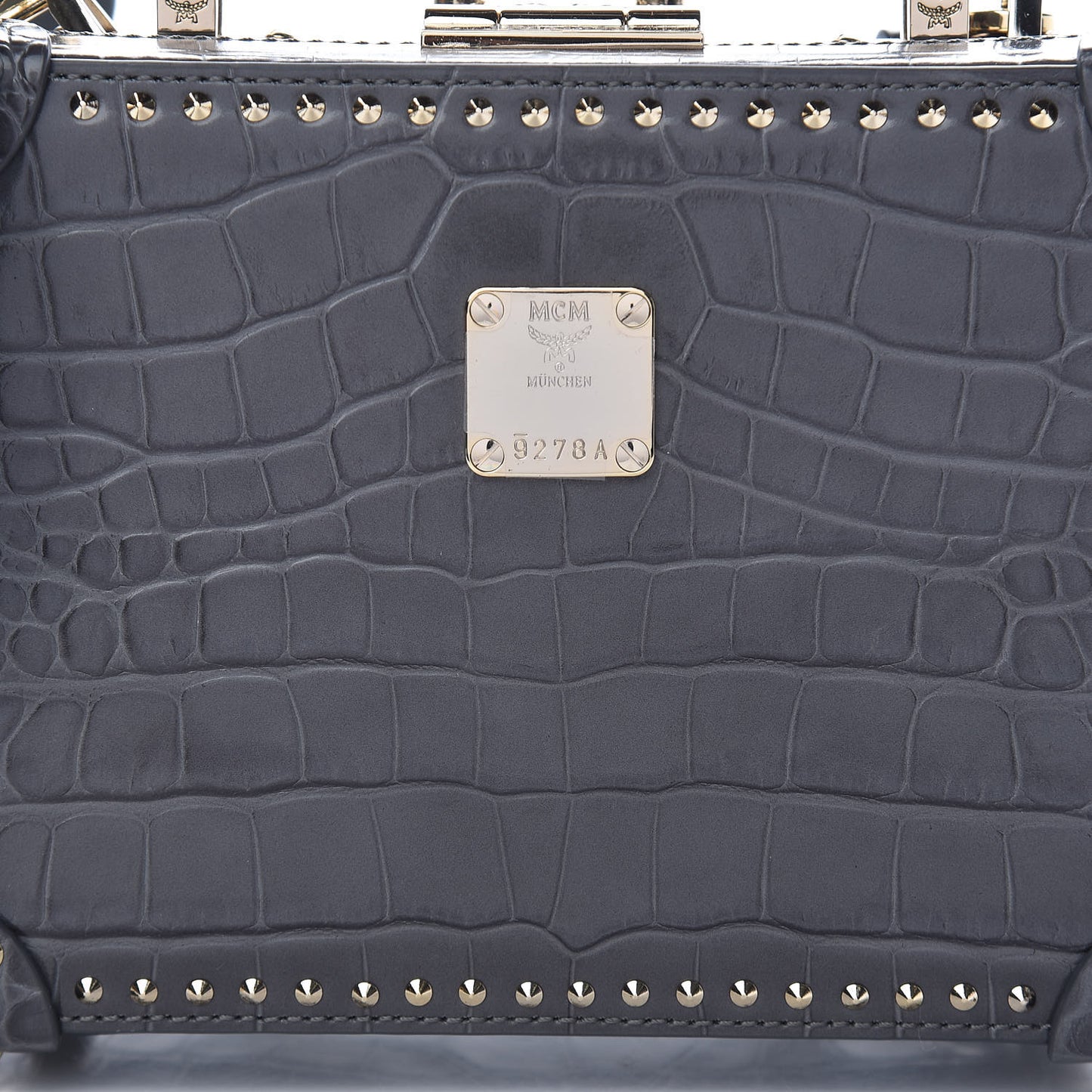 Calfskin Crocodile Embossed Small Berlin Crossbody Charcoal