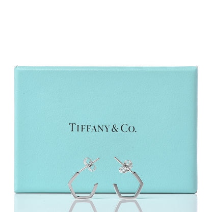 Tiffany 18K White Gold Diamond Frank Gehry Torque Hoop Earrings 7 of 7