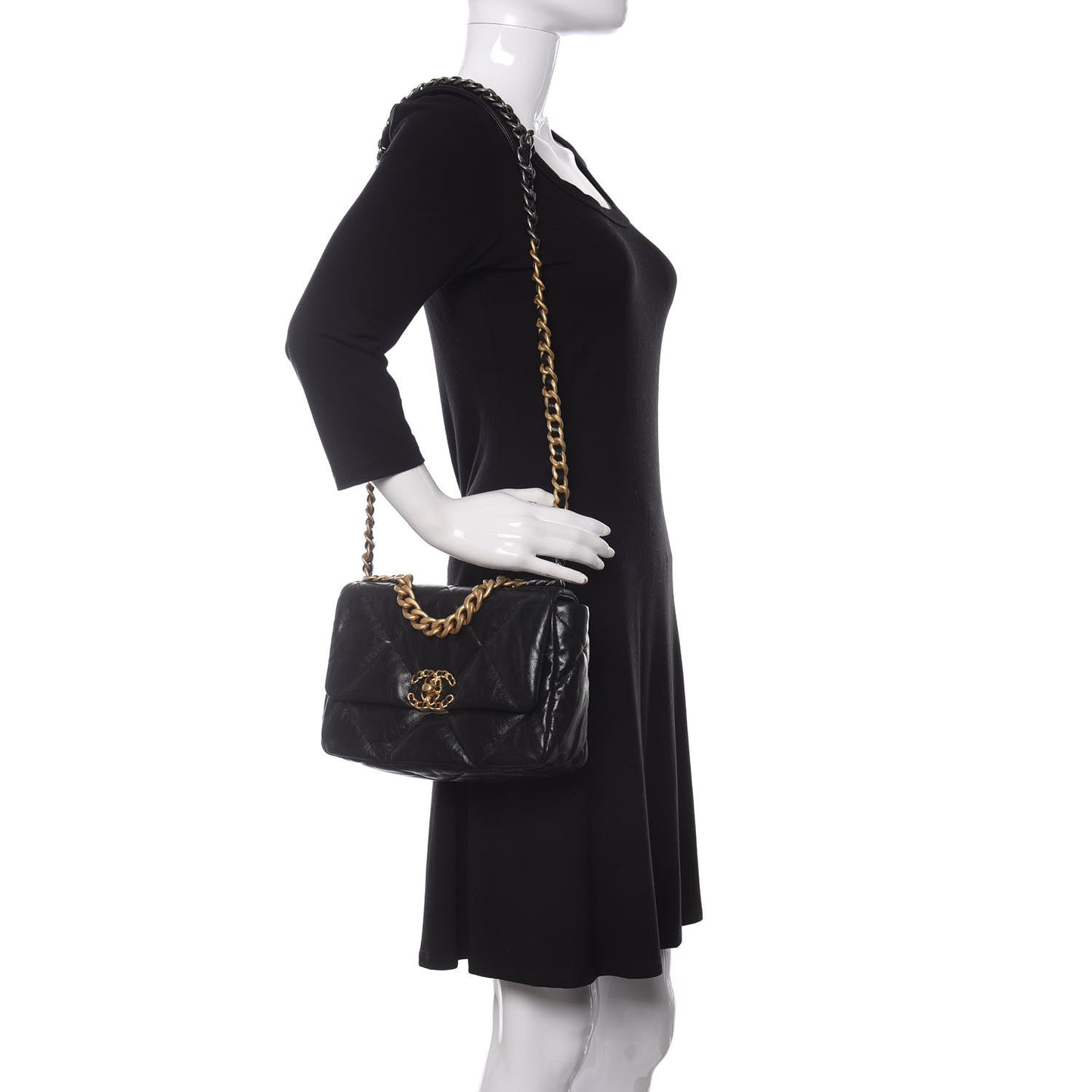Goatskin Quilted Medium Chanel 19 Flap Black