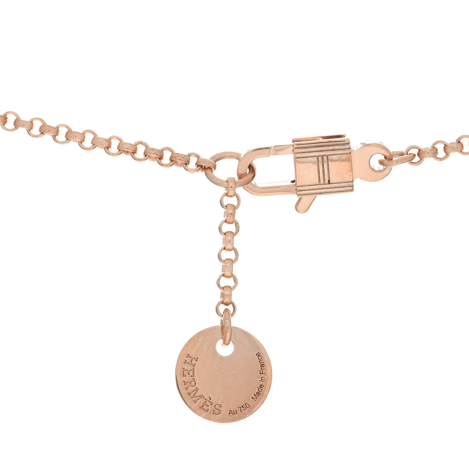 Hermes 18K Rose Gold Diamond Clou d'H Pendant Necklace 4 of 5