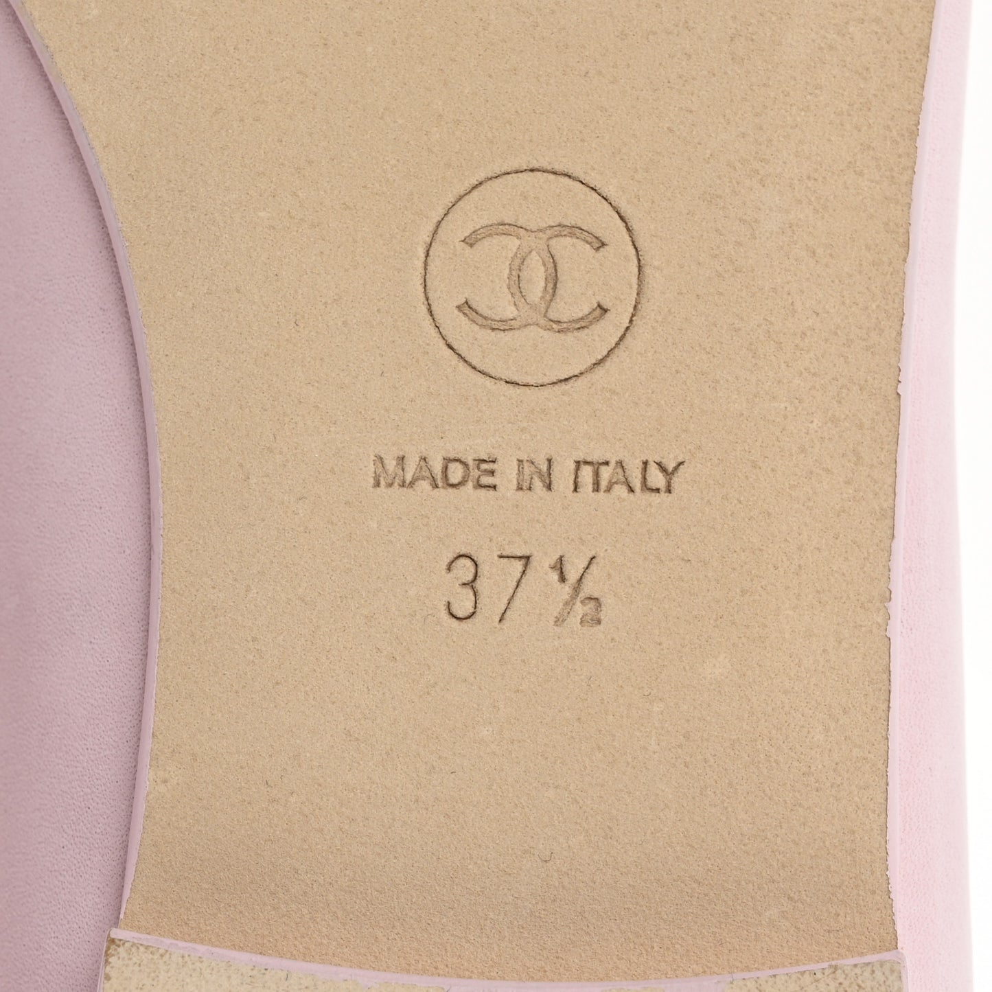Suede Calfskin Cap Toe CC Ballerina Flats 37.5 Light Pink