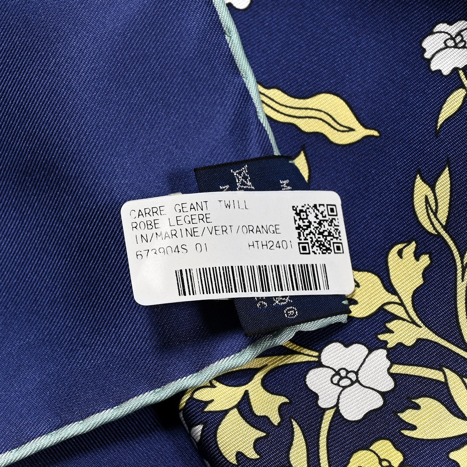 Hermes Silk Robe Legere Scarf 140 Marine Vert Orange 2 of 3