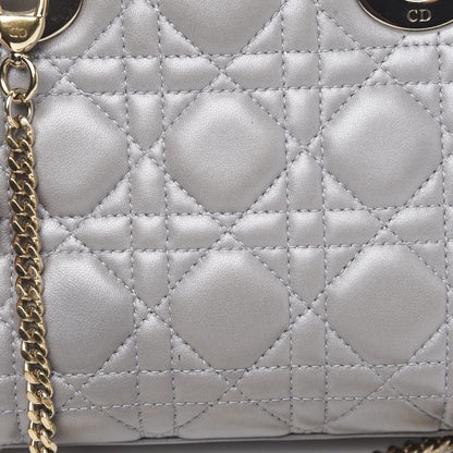 Christian Dior Metallic Lambskin Cannage Mini Lady Dior Grey 11 of 14