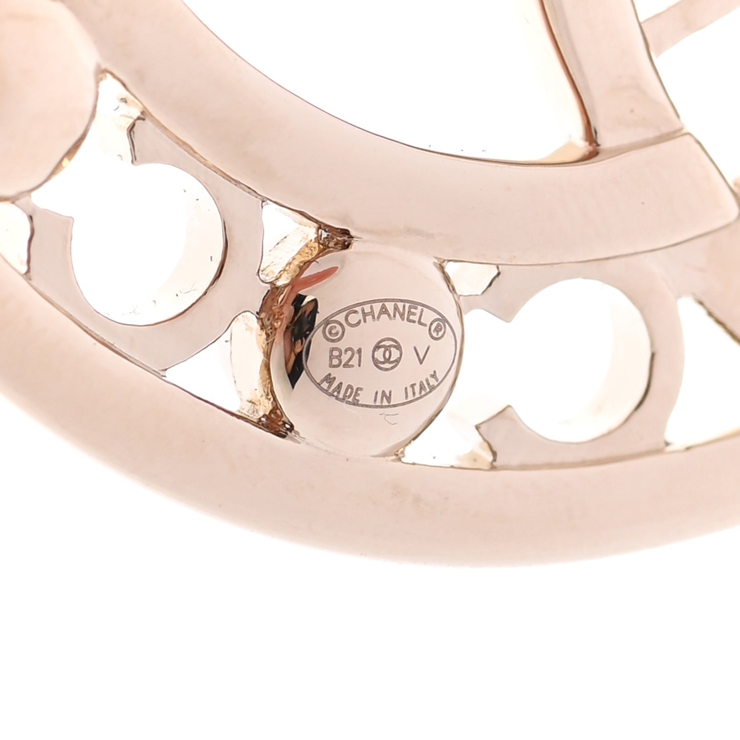 Crystal Pearl Coco CC Logo Brooch Gold