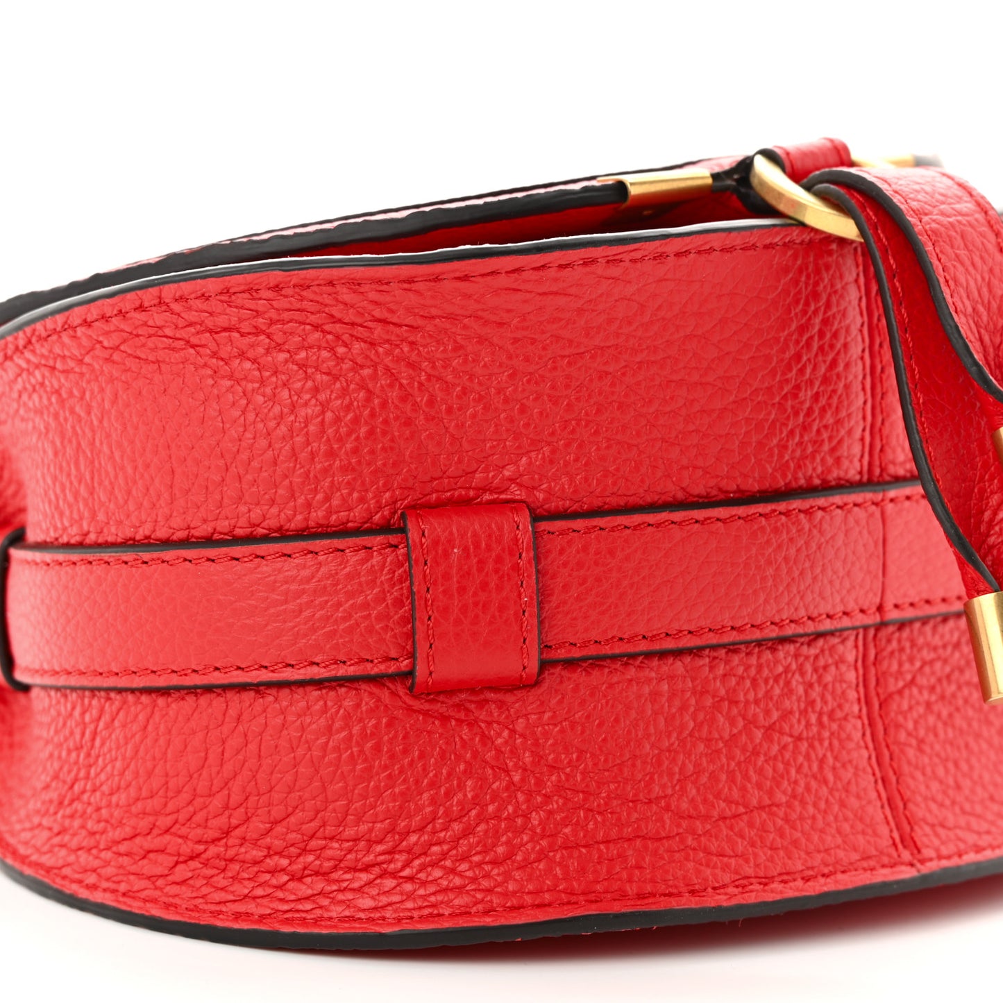 Grained Calfskin Small Marcie Saddle Bag Red