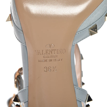 Valentino Garavani Pebbled Calfskin Rockstud Ankle Strap 65mm Pumps 36.5 Sky Sorbet 6 of 9