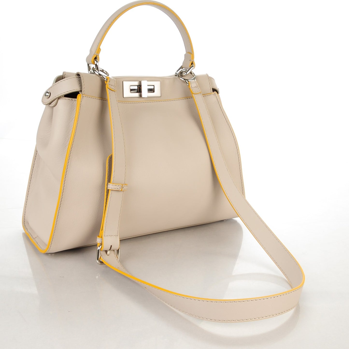 Vitello Seta Burro Medium Peekaboo Iconic Satchel Grigio Polvere Mattone
