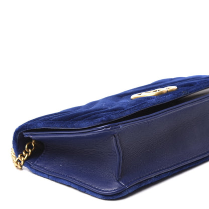Gucci Velvet Matelasse GG Marmont Mini Bag Cobalt Blue 7 of 9