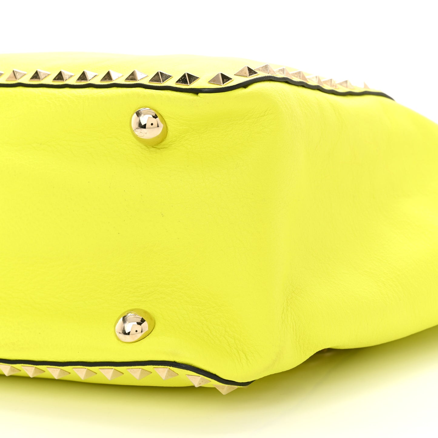Vitello Medium Rockstud Tote Yellow Fluo