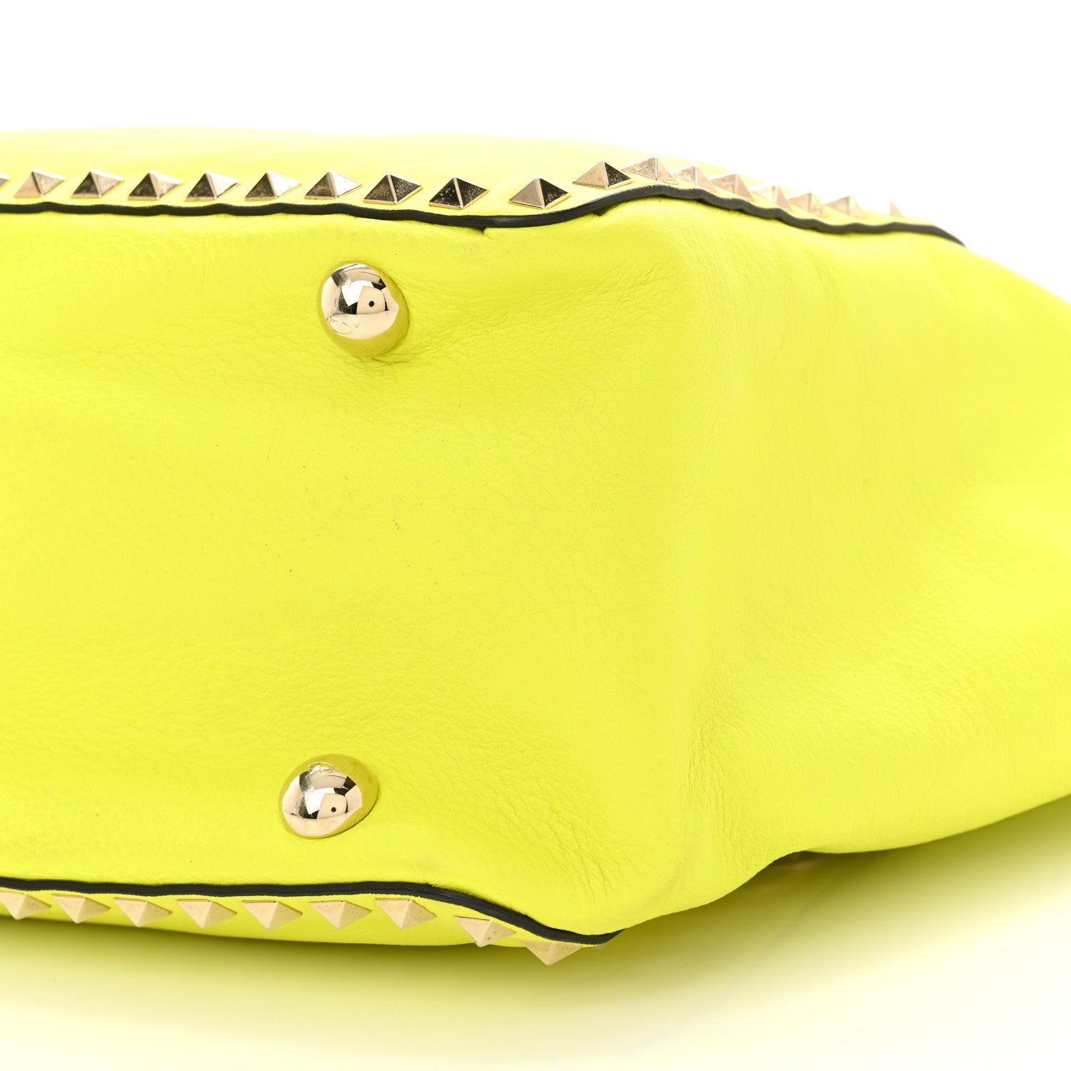 Valentino Garavani Vitello Medium Rockstud Tote Yellow Fluo 8 of 10