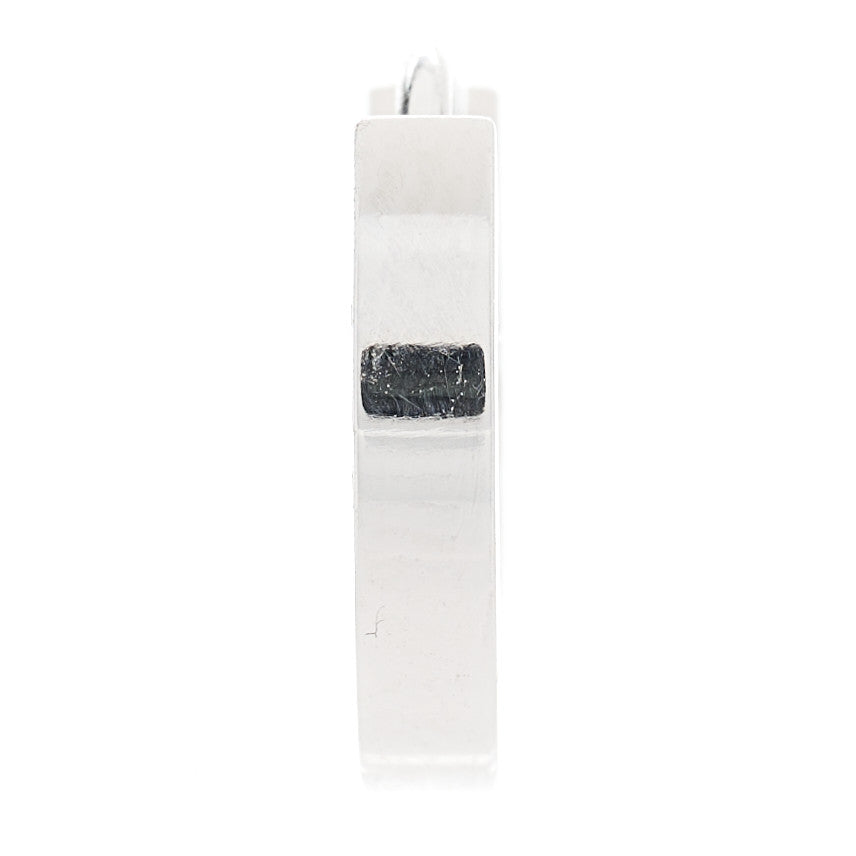 18K White Gold Diamond Pave Single LOVE Hoop Earring