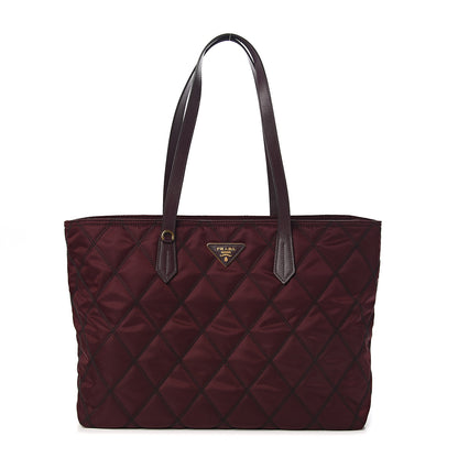 Prada Nylon Tessuto Saffiano Impuntu Quilted Shopper Tote Granato 1 of 9