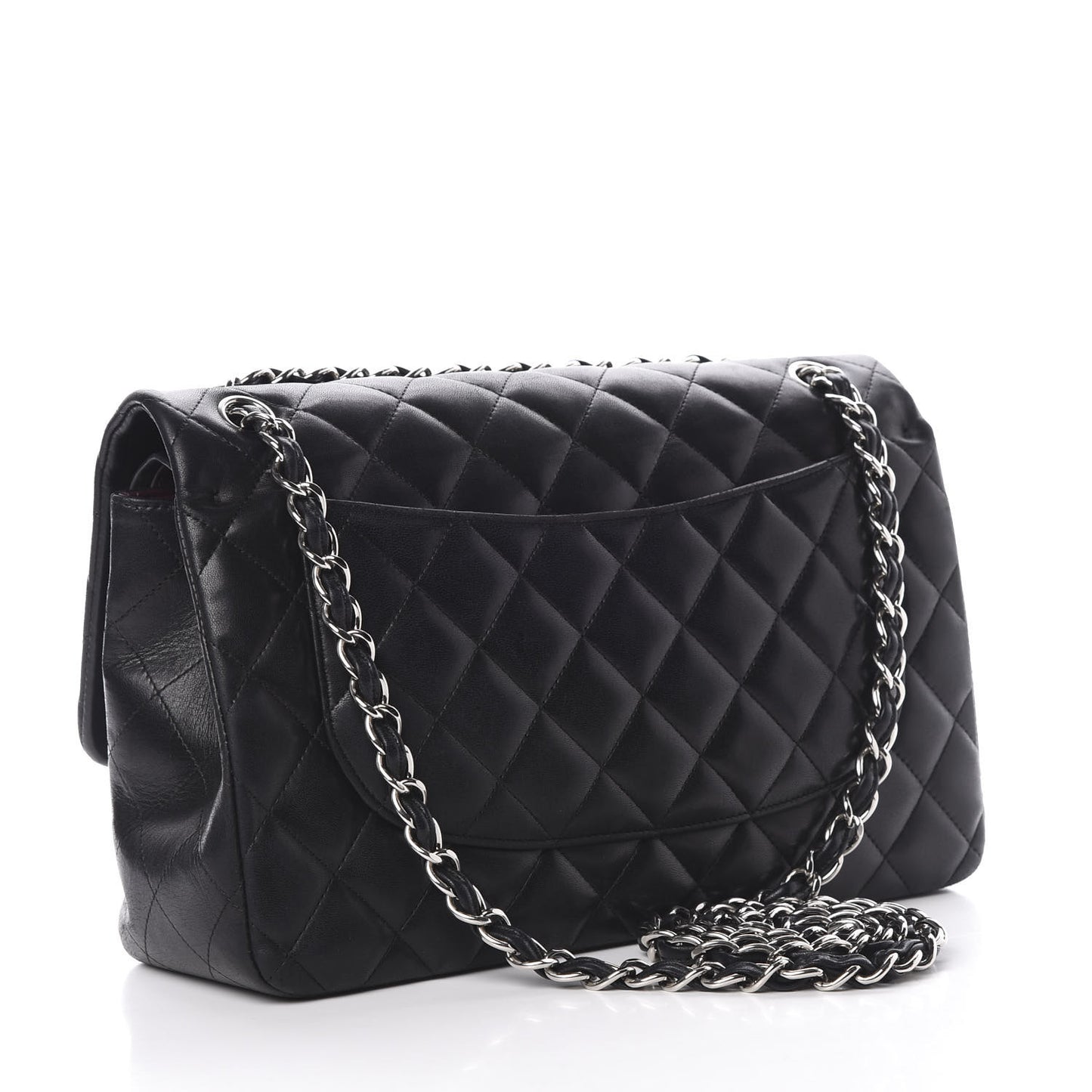 Lambskin Quilted Jumbo Double Flap Black