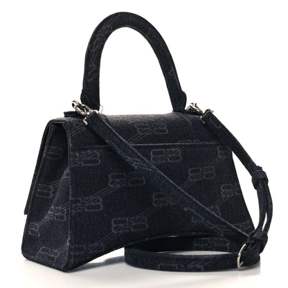 Balenciaga Washed Denim BB Monogram Small Hourglass Top Handle Bag Black 3 of 9