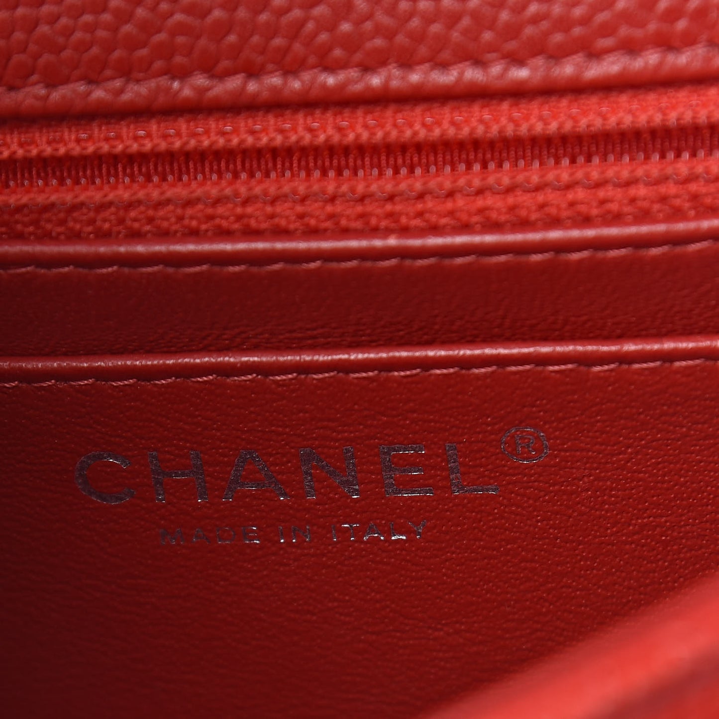 Caviar Quilted Mini Square Flap Red