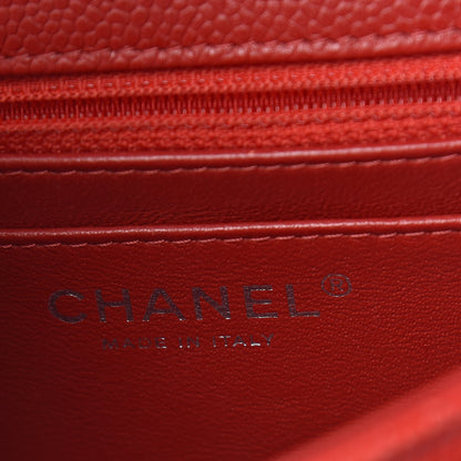 Chanel Caviar Quilted Mini Square Flap Red 6 of 10