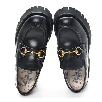 Gucci Cordovan Lux Womens Harald Horsebit 25mm Platform Loafers 40 Black 2 of 10