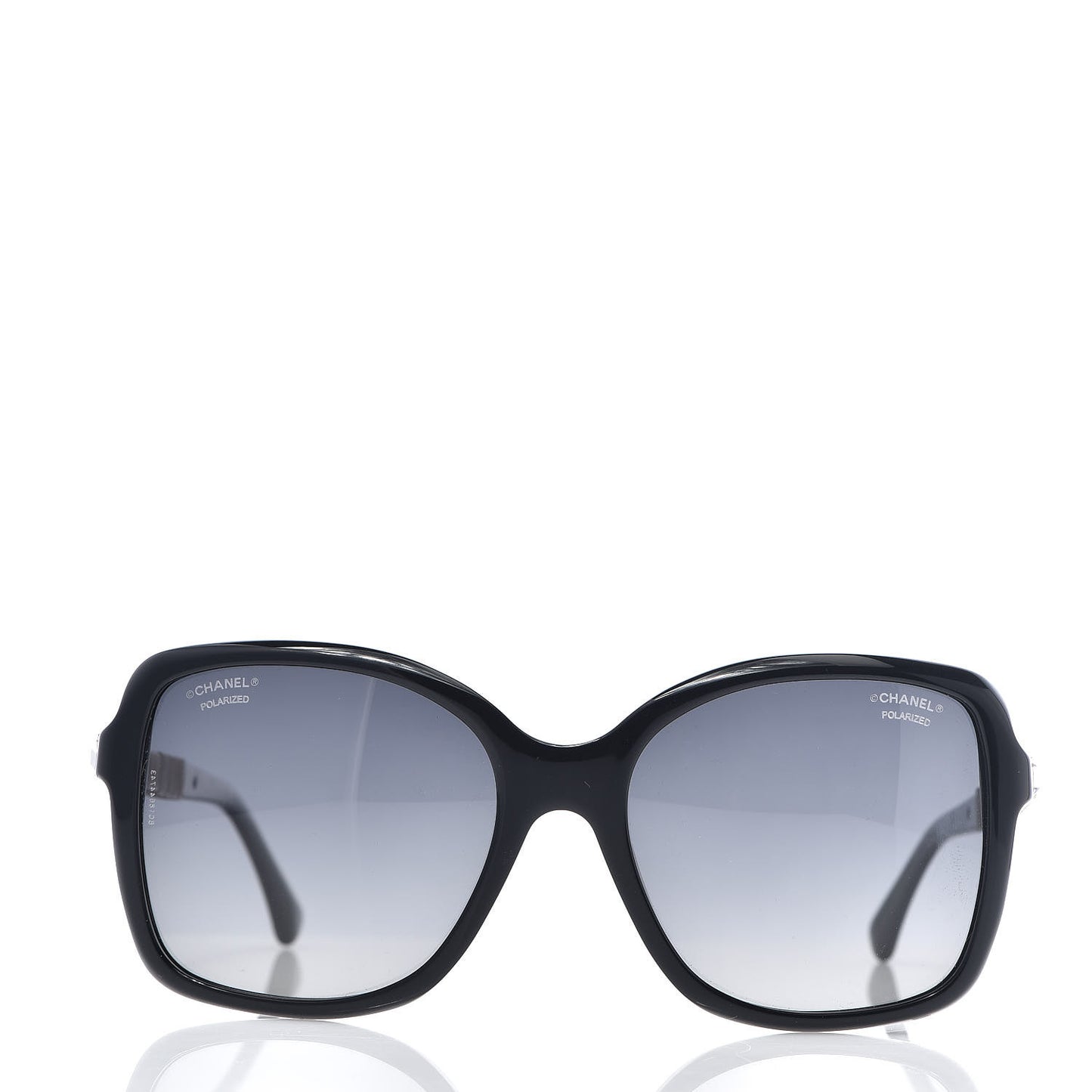 Crystal Baguette Polarized Square Sunglasses 5308-B Black