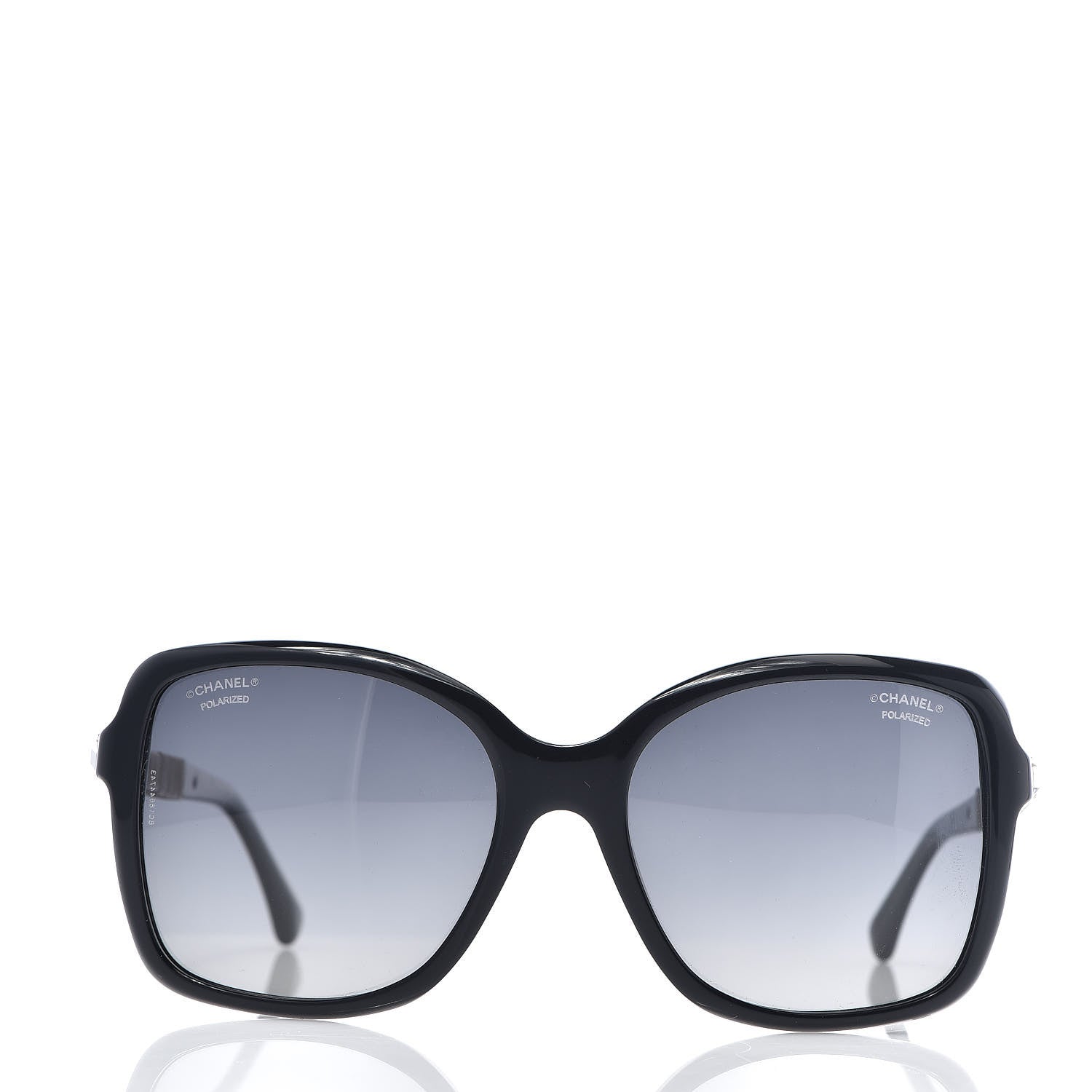 Chanel Crystal Baguette Polarized Square Sunglasses 5308-B Black 2 of 8