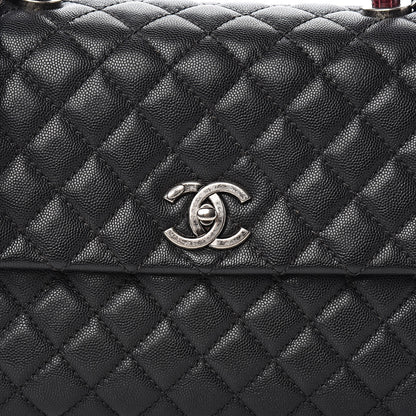 Chanel Caviar Lizard Quilted Medium Coco Handle Flap Black 10 of 11