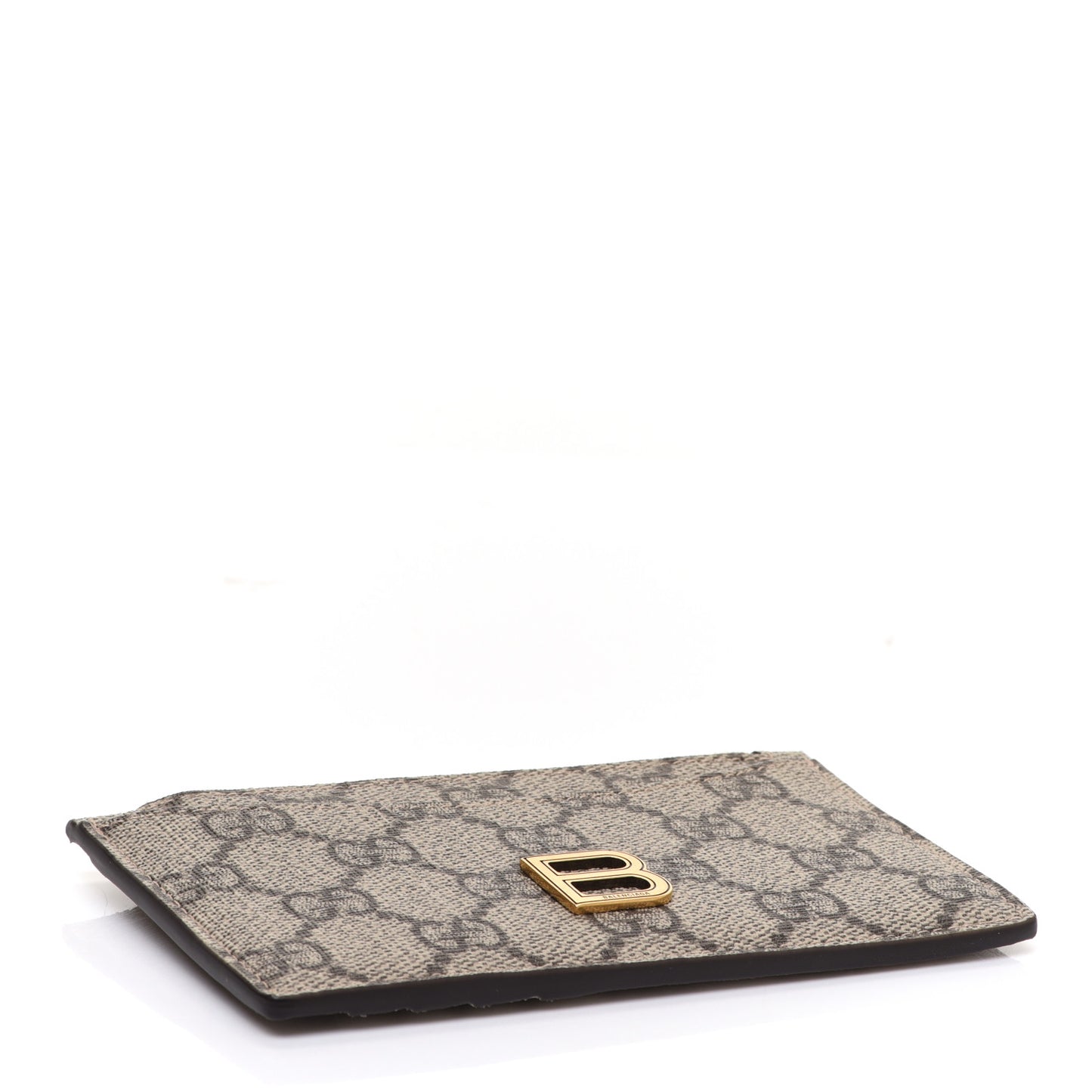 X BALENCIAGA GG Supreme Monogram Zip Card Case Beige Ebony