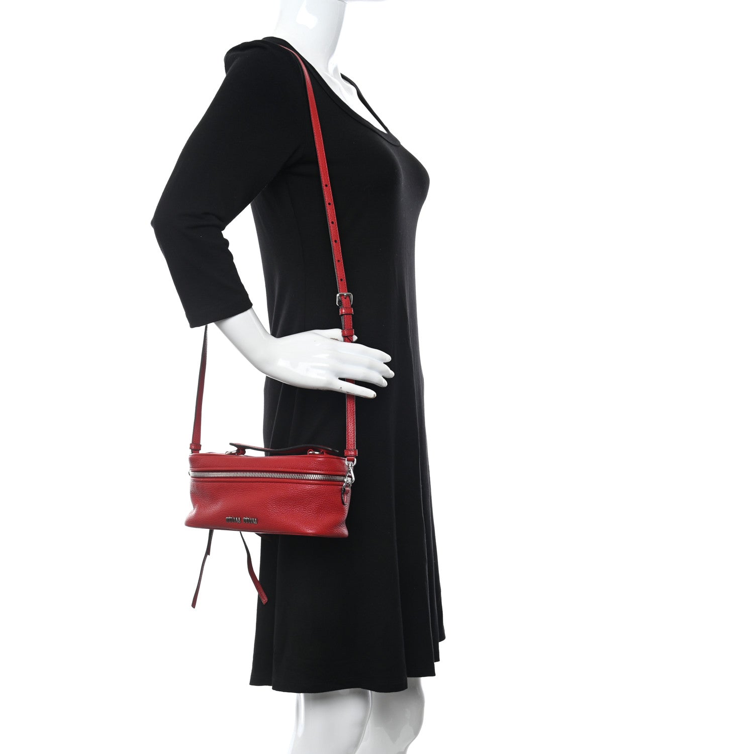 Miu Miu Goatskin Madras Mini Top Handle Vanity Case Fuoco 3 of 8