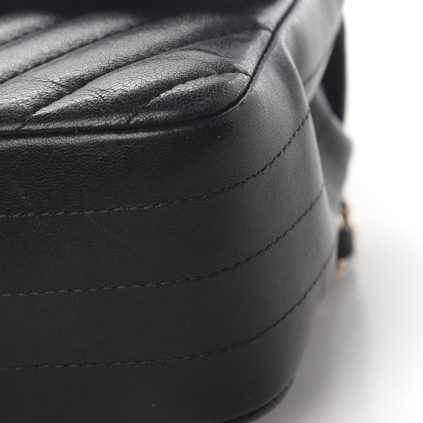 Lambskin Chevron Quilted Mini Rectangular Flap Black