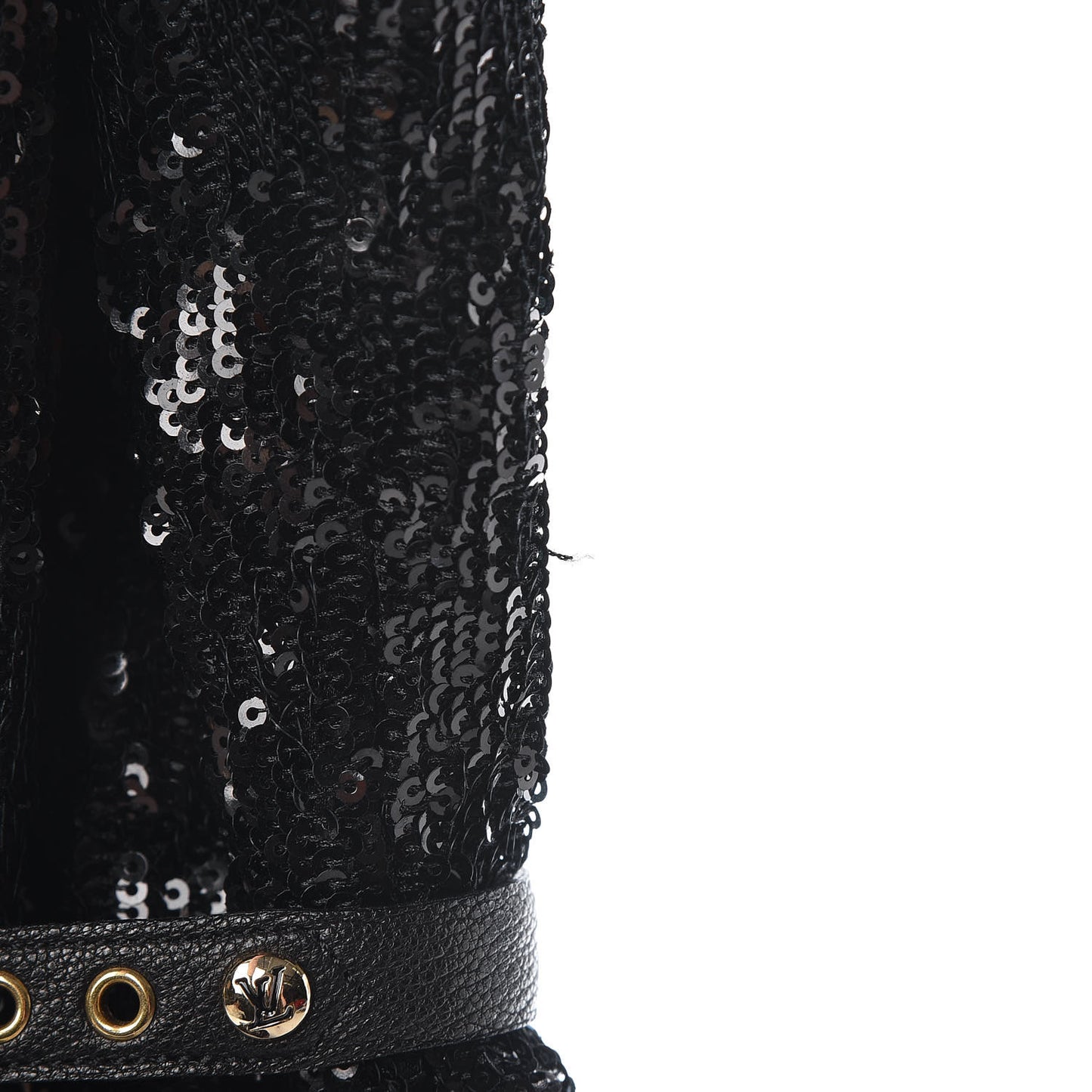 Sequin Peep Toe Tall Boots 38.5 Black