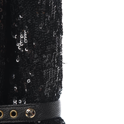 Louis Vuitton Sequin Peep Toe Tall Boots 38.5 Black 9 of 9