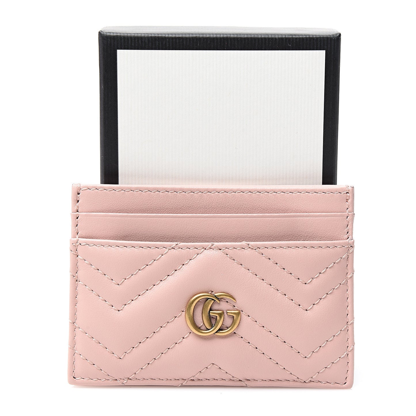 Calfskin Matelasse GG Marmont Card Holder Perfect Pink
