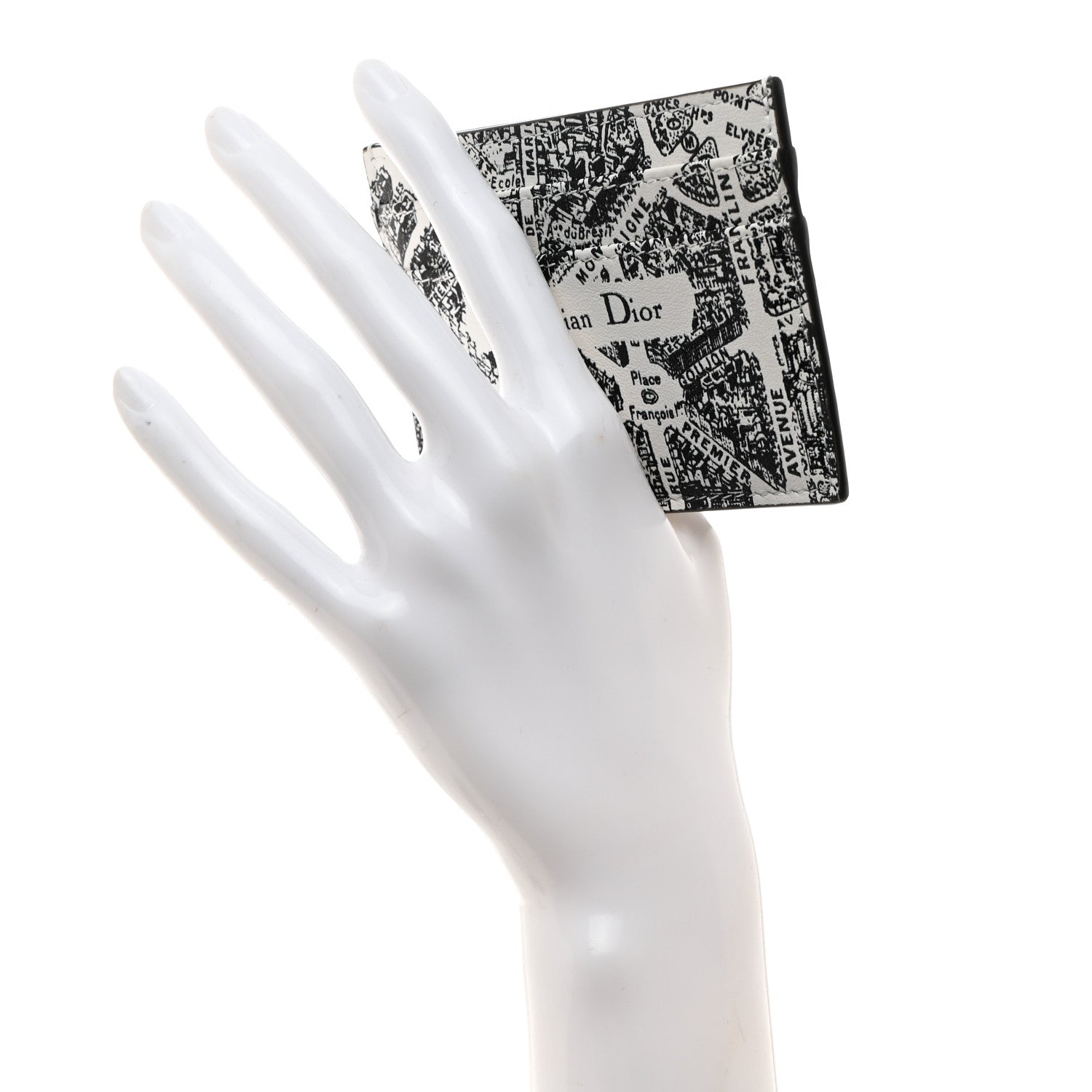 Christian Dior Calfskin Plan De Paris Print Card Holder White Black 2 of 8