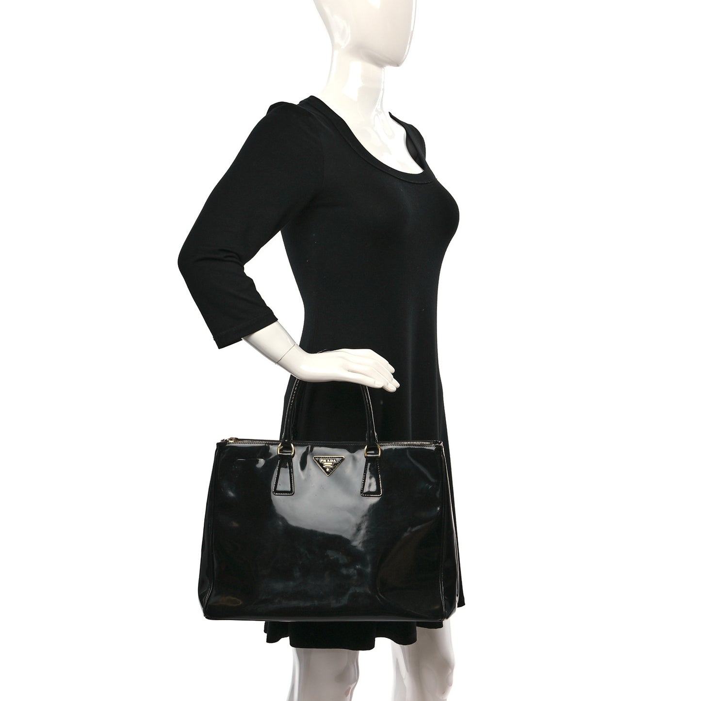 Spazzolato Large Galleria Double Zip Tote Black