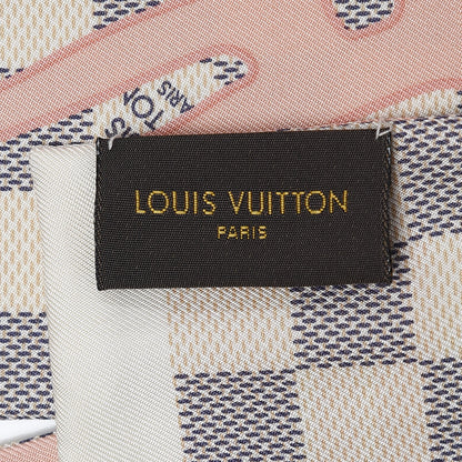 Louis Vuitton Silk Damier Azur Tahitienne Bandeau Rose Ballerine 4 of 5