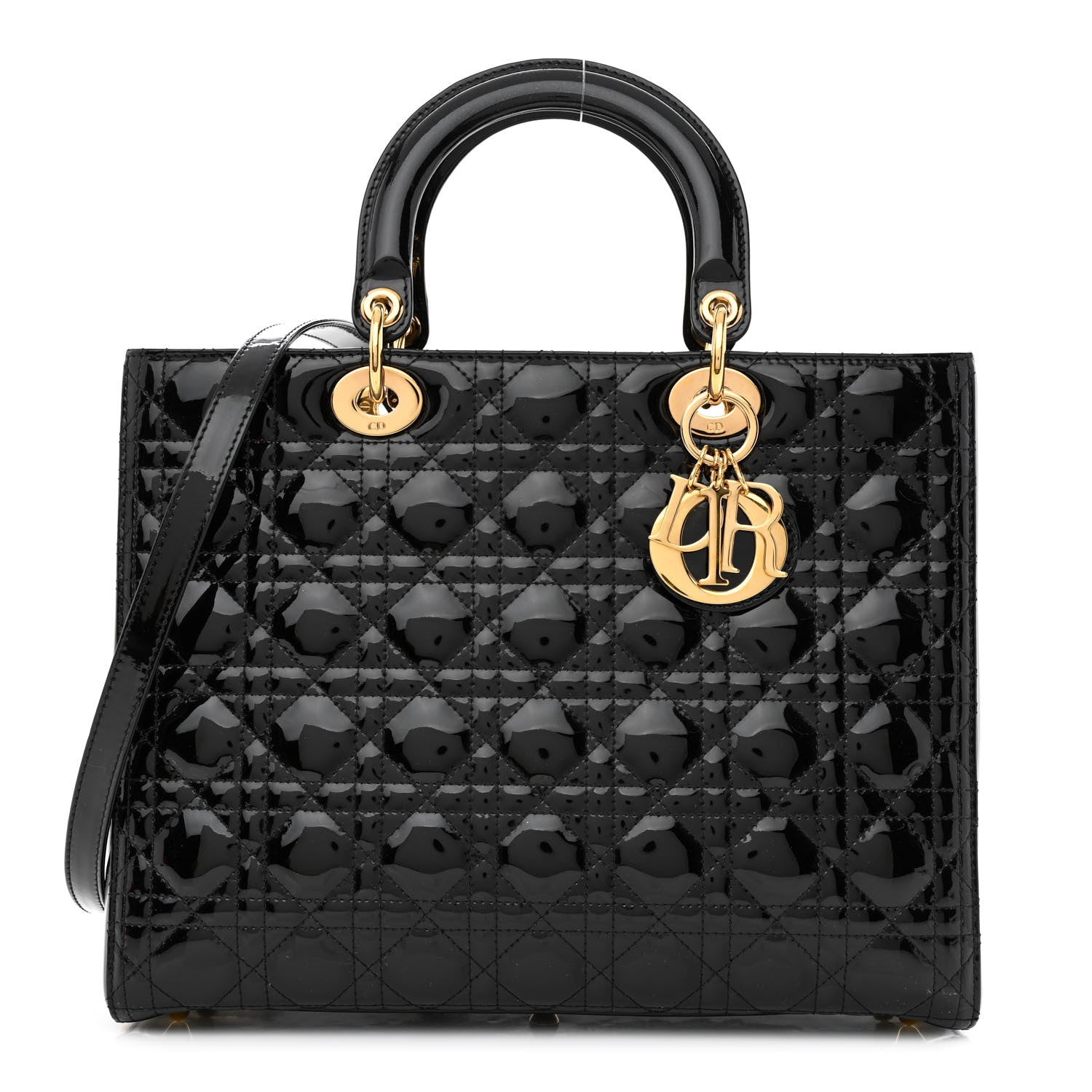 Christian Dior Patent Cannage Large Lady Dior Black 1 of 10
