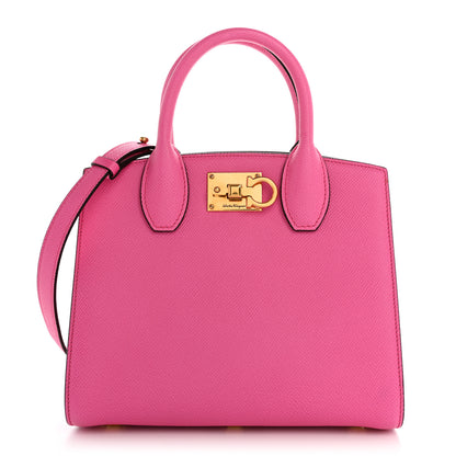 Salvatore Ferragamo Hammered Calfskin Small The Studio Box Bag Hot Pink 1 of 13