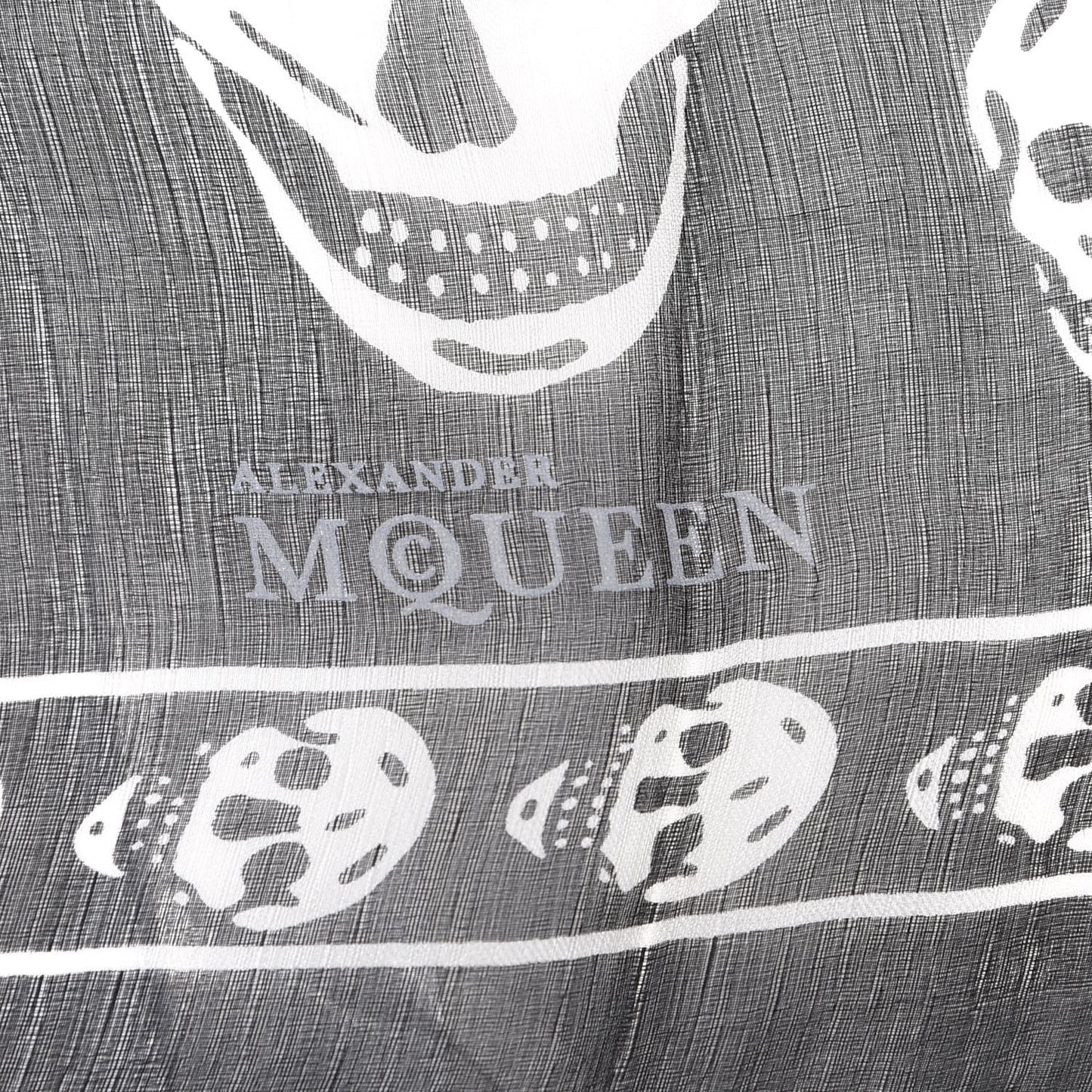 Silk Chiffon Skull Scarf Black Ivory