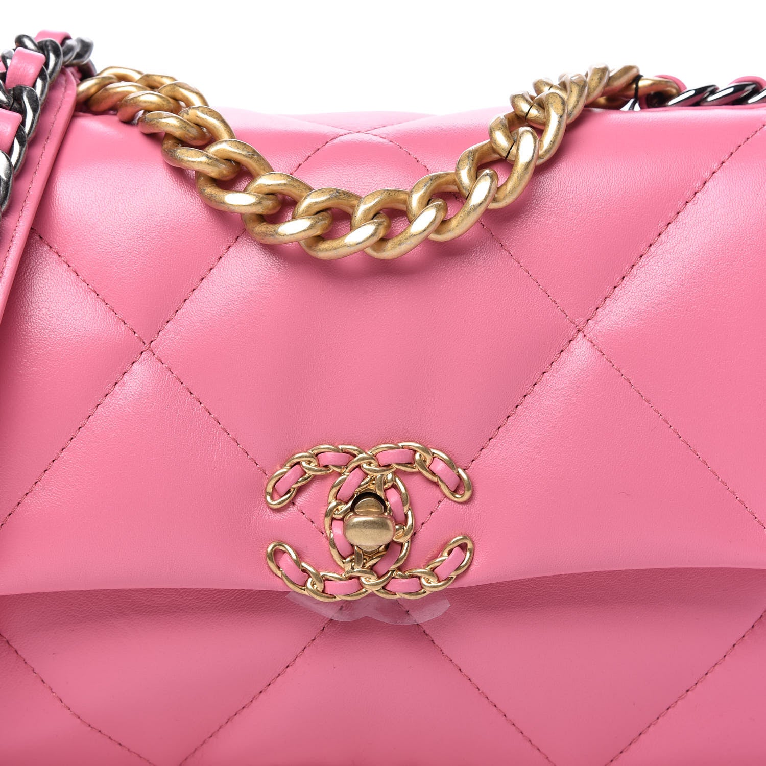 Chanel Lambskin Quilted Medium Chanel 19 Flap Pink 10 of 11